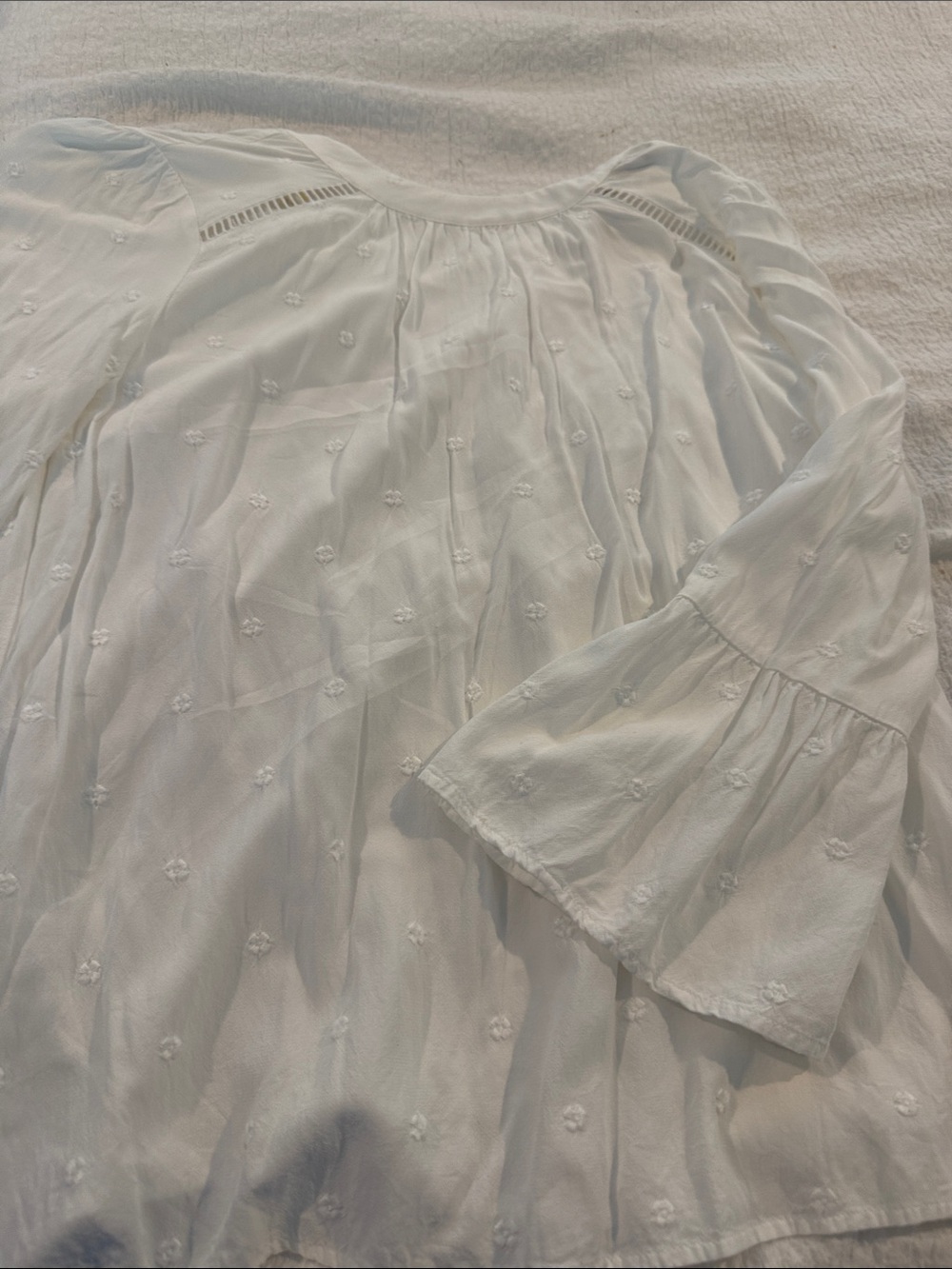 LOFT White Embroidered Peasant Blouse